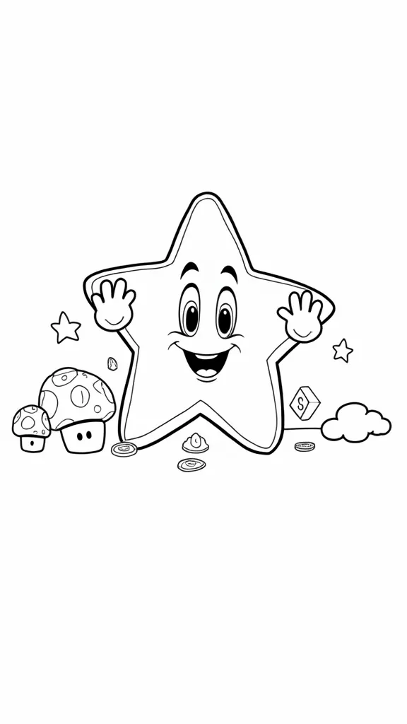 mario star coloring page